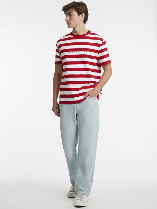 Guess Striped Logo Tee Rood | GUESS-SN30674