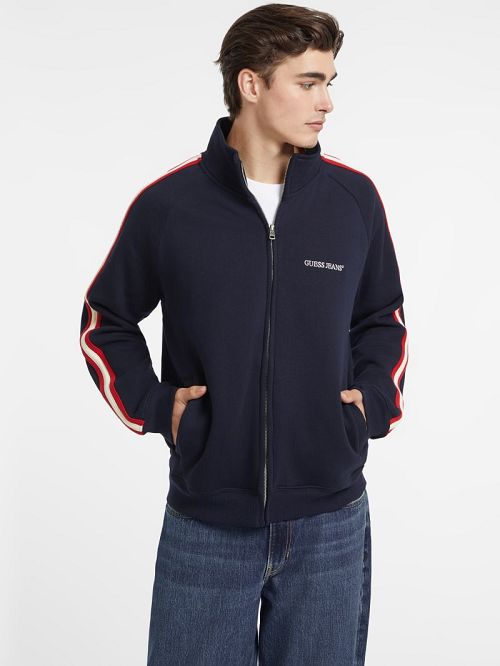 Guess Striped Tape Zip-Up Sweatshirt Blauw | GUESS-SN31026