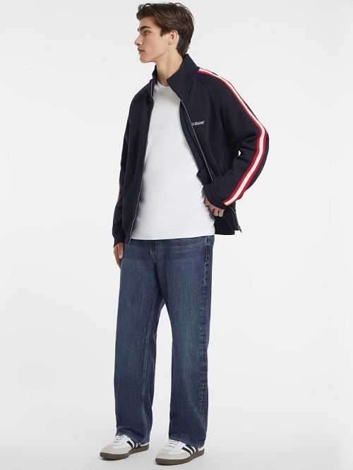 Guess Striped Tape Zip-Up Sweatshirt Blauw | GUESS-SN31026