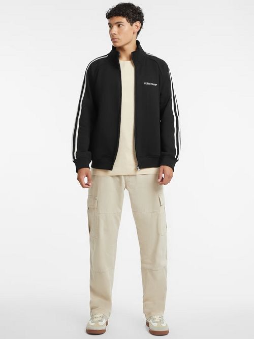 Guess Striped Tape Zip-Up Sweatshirt Zwart | GUESS-SN30924
