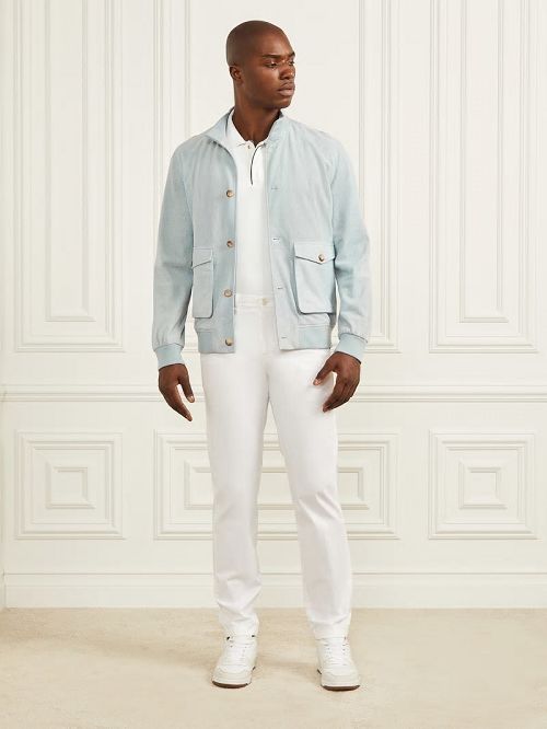 Guess Suede Flight Jacket Blauw | GUESS-SN30800