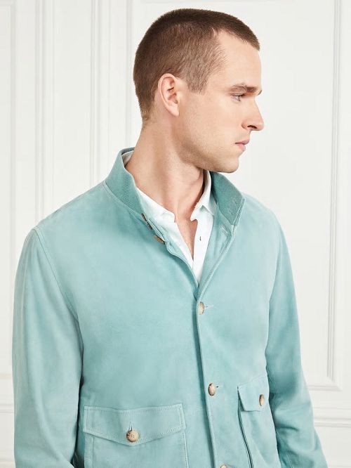Guess Suede Leather Flight Jacket Blauw | GUESS-SN30749