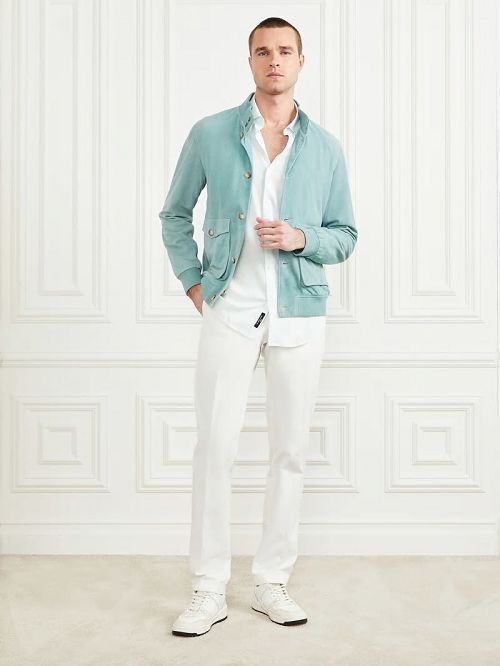 Guess Suede Leather Flight Jacket Blauw | GUESS-SN30749