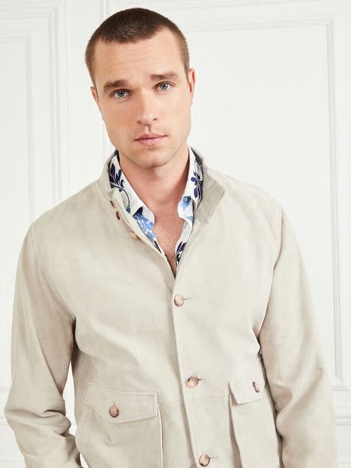 Guess Suede Leather Flight Jacket Wit | GUESS-SN30752