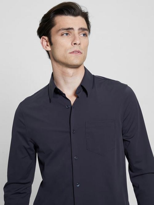 Guess Sunset Tech-Stretch Shirt Blauw | GUESS-SN31191