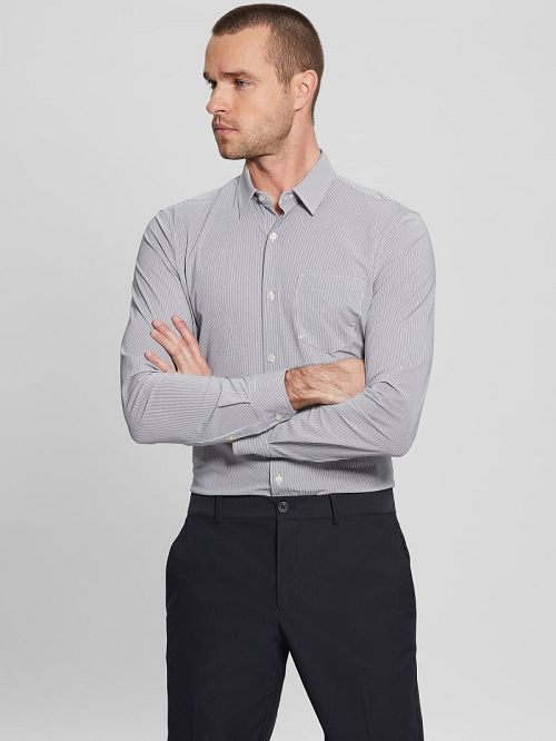 Guess Sunset Tech-Stretch Shirt Zwart Wit | GUESS-SN31095