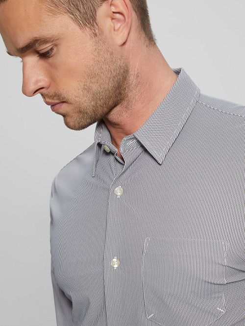 Guess Sunset Tech-Stretch Shirt Zwart Wit | GUESS-SN31095