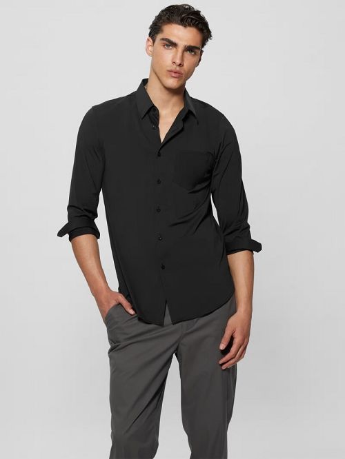 Guess Sunset Tech-Stretch Shirt Zwart | GUESS-SN31269