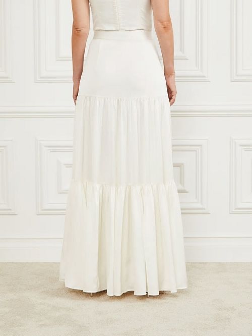 Guess Susanne Satin Maxi Skirt Wit | GUESS-SN28146