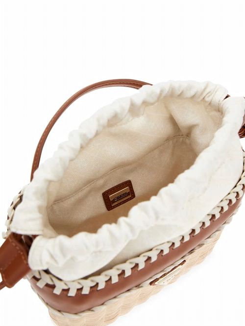 Guess Sveiney Straw Bucket Bag Bruin | GUESS-SN28942