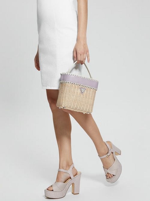 Guess Sveiney Straw Bucket Bag Paars | GUESS-SN28970