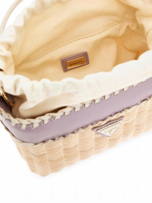 Guess Sveiney Straw Bucket Bag Paars | GUESS-SN28970