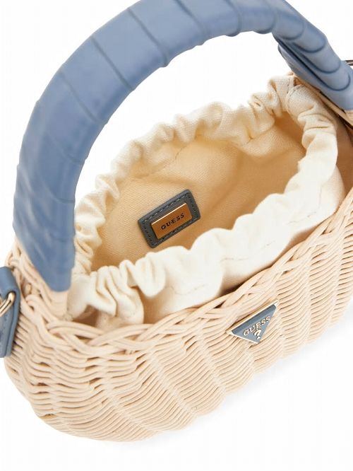 Guess Sveiney Straw Mini Shoulder Bag Blauw | GUESS-SN28788