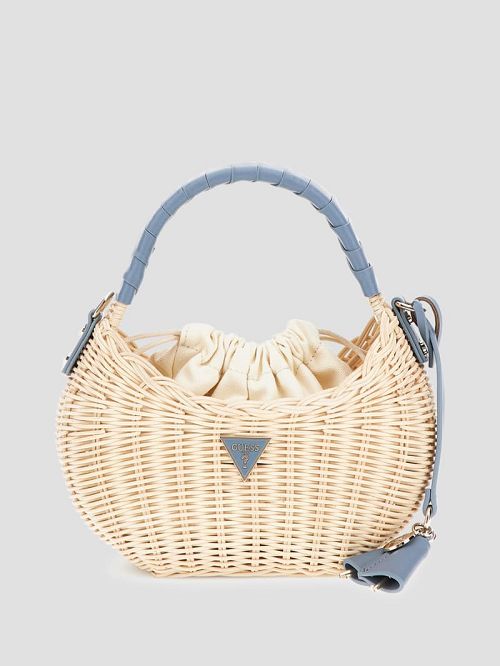 Guess Sveiney Straw Mini Shoulder Bag Blauw | GUESS-SN28788
