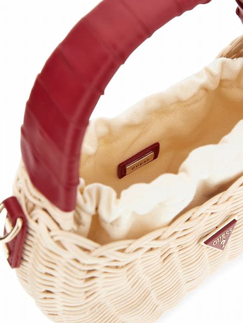 Guess Sveiney Straw Mini Shoulder Bag Rood | GUESS-SN28979