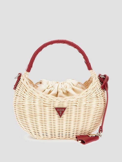 Guess Sveiney Straw Mini Shoulder Bag Rood | GUESS-SN28979