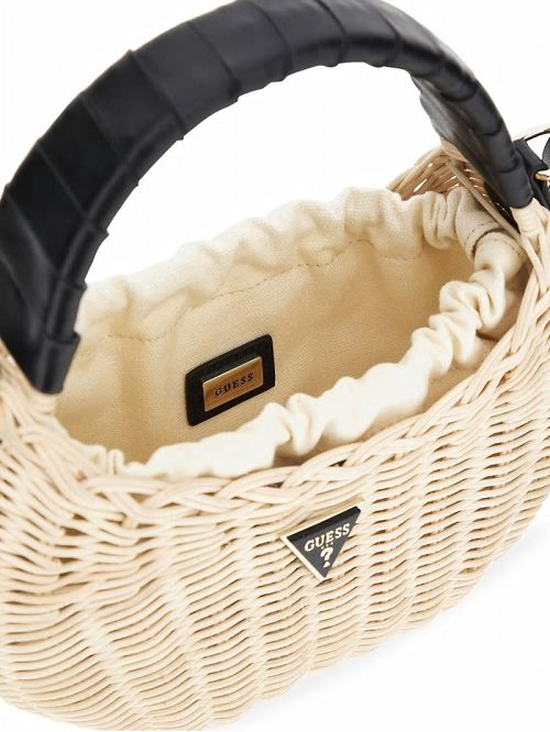 Guess Sveiney Straw Mini Shoulder Bag Zwart | GUESS-SN28961