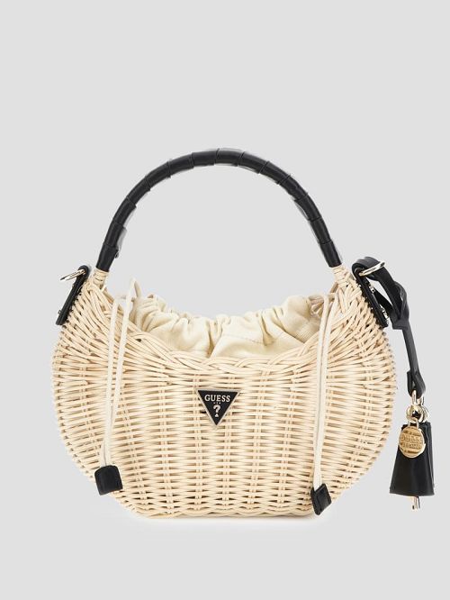 Guess Sveiney Straw Mini Shoulder Bag Zwart | GUESS-SN28961