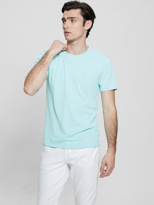 Guess Tech-Stretch Patch Tee Turquoise | GUESS-SN30634