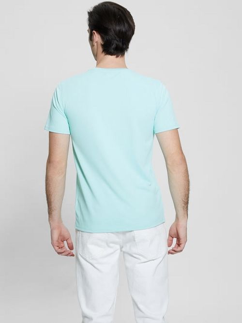 Guess Tech-Stretch Patch Tee Turquoise | GUESS-SN30634