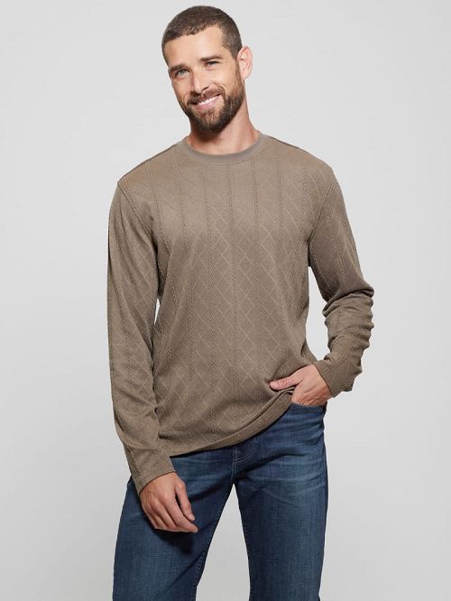 Guess Textured Knit Long-Sleeve Top Bruin | GUESS-SN30702