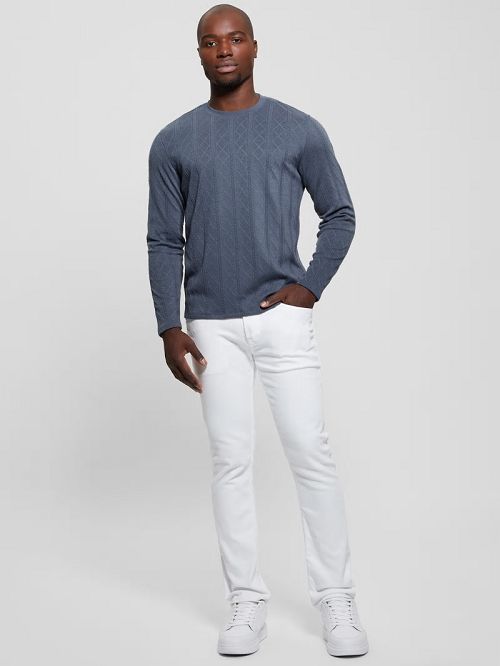 Guess Textured Knit Long-Sleeve Top Grijs | GUESS-SN30684