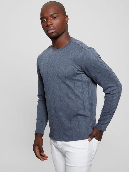 Guess Textured Knit Long-Sleeve Top Grijs | GUESS-SN30684