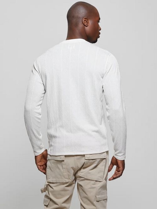 Guess Textured Knit Long-Sleeve Top Wit | GUESS-SN30691