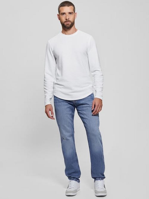 Guess Textured Long-Sleeve Tee Wit | GUESS-SN30680