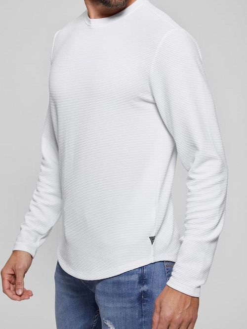 Guess Textured Long-Sleeve Tee Wit | GUESS-SN30680