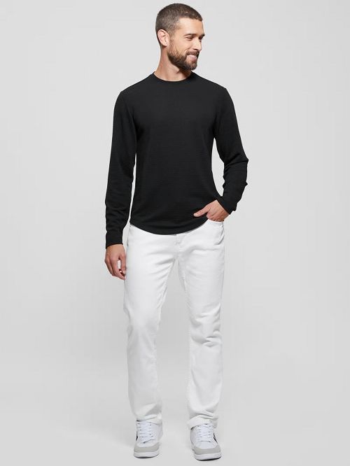 Guess Textured Long-Sleeve Tee Zwart | GUESS-SN30707
