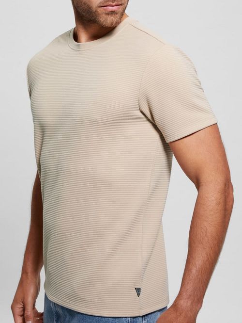 Guess Textured Stripe Tee Beige | GUESS-SN30612