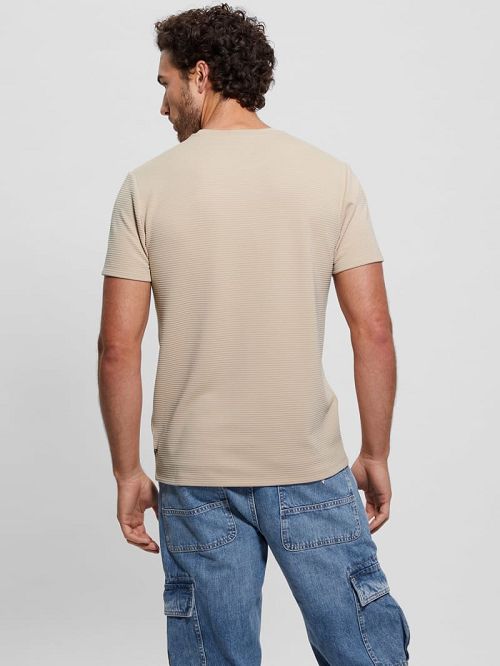 Guess Textured Stripe Tee Beige | GUESS-SN30612