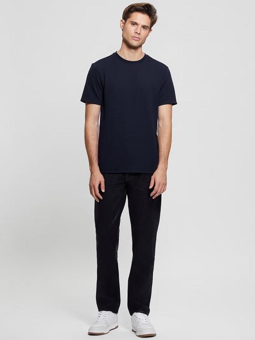 Guess Textured Stripe Tee Blauw | GUESS-SN30517