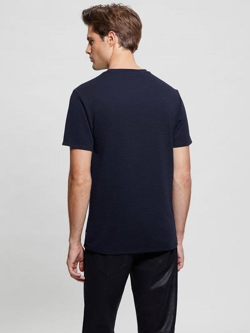 Guess Textured Stripe Tee Blauw | GUESS-SN30517