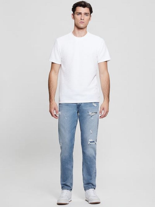 Guess Textured Stripe Tee Wit | GUESS-SN30613