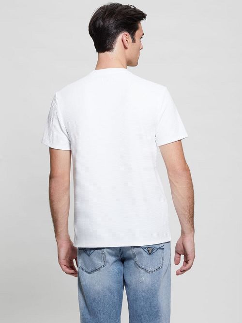 Guess Textured Stripe Tee Wit | GUESS-SN30613