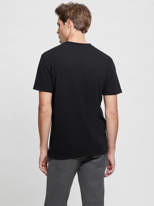 Guess Textured Stripe Tee Zwart | GUESS-SN30649