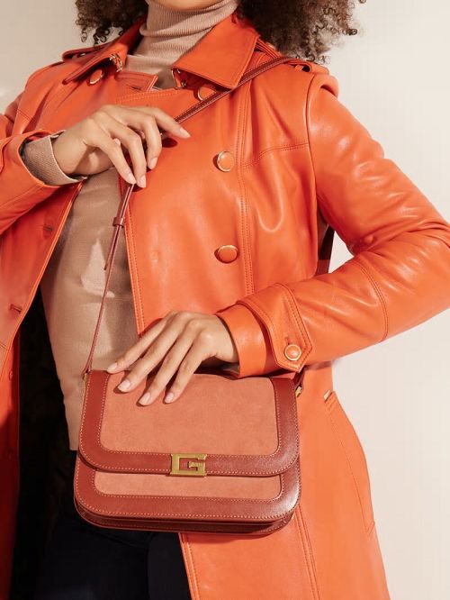 Guess Thea Mini Flap Leather Crossbody Rood | GUESS-SN28783