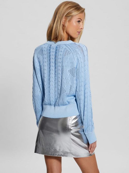 Guess Theodora Cable-Knit Sweater Blauw | GUESS-SN27843