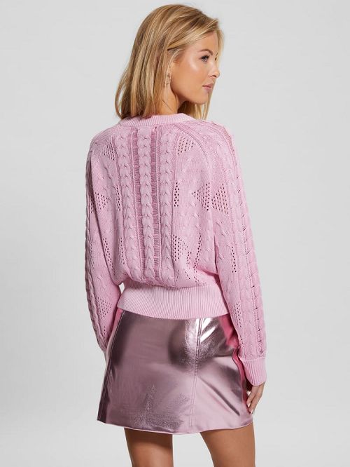 Guess Theodora Cable-Knit Sweater Roze | GUESS-SN27838