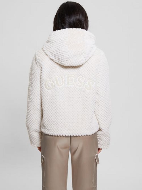 Guess Theoline Faux-Fur Hooded Jacket Wit | GUESS-SN28086