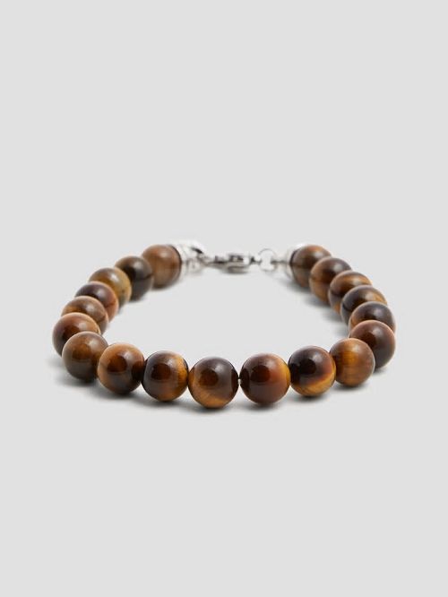 Guess Tigereye Beaded Bracelet Bruin | GUESS-SN31830