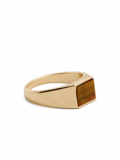 Guess Tigereye Signet Ring - Size 12 Goud | GUESS-SN31835