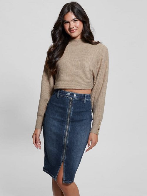 Guess Toki Open Back Shrug Sweater Beige | GUESS-SN27630