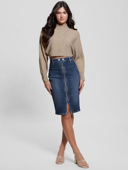 Guess Toki Open Back Shrug Sweater Beige | GUESS-SN27818