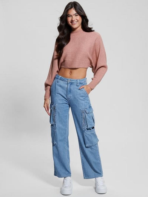 Guess Toki Open Back Shrug Sweater Roze | GUESS-SN27848