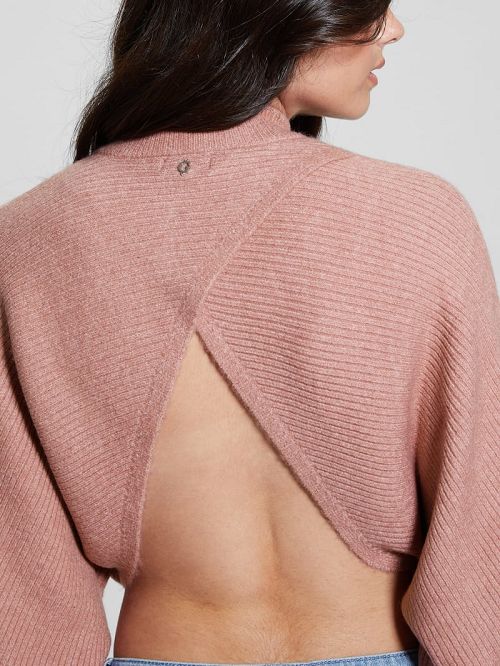 Guess Toki Open Back Shrug Sweater Roze | GUESS-SN27848