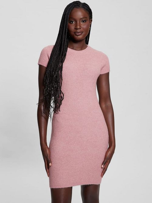 Guess Toki Rib-Knit Sweater Dress Roze | GUESS-SN27006