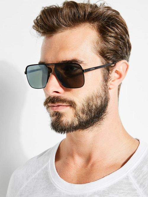 Guess Top Bar Aviator Sunglasses Zwart | GUESS-SN31822